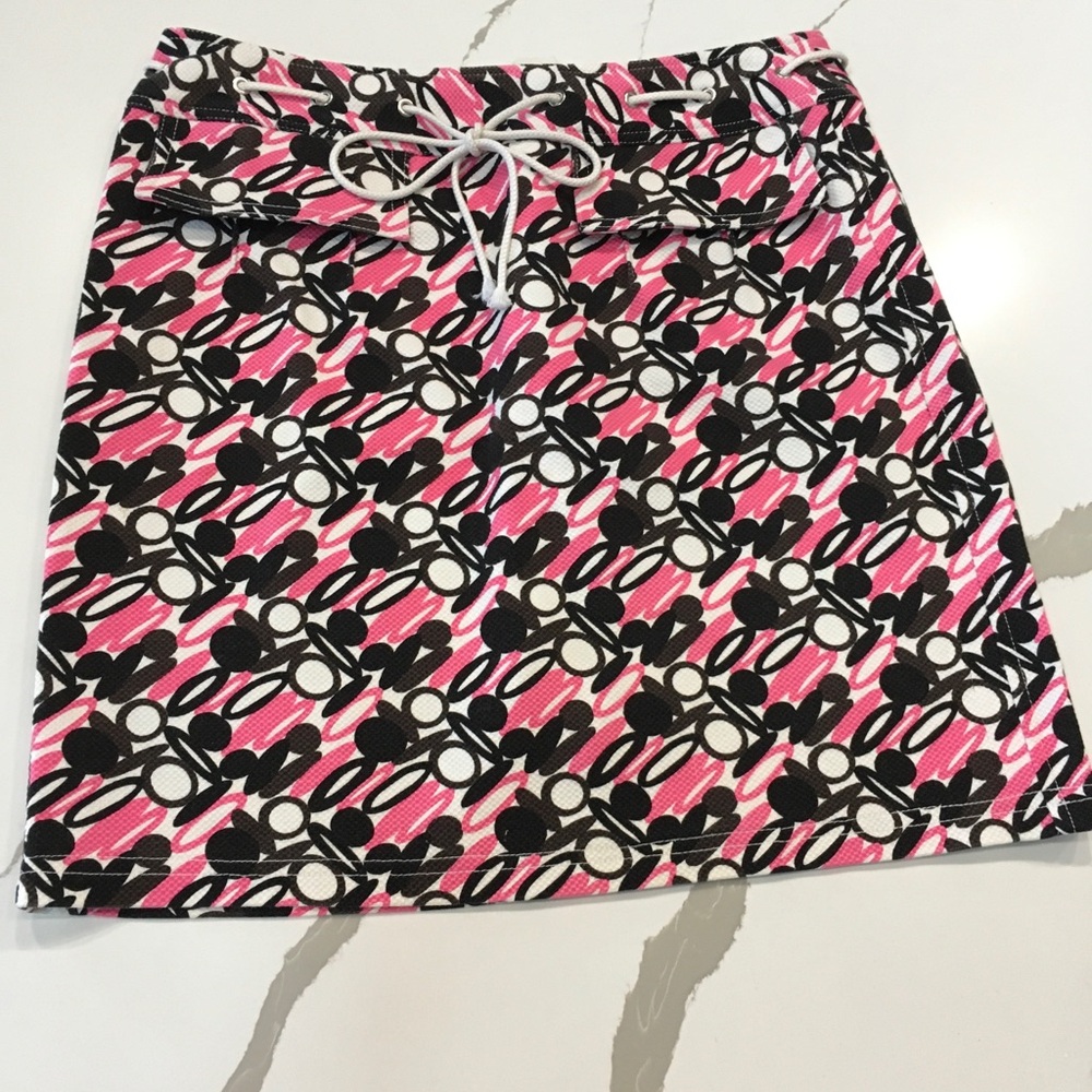 Etcetera Pink and Black Skirt Size 10 One Snag Top Right String Tie Waist